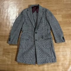 ハリスツイード パパス ウールチェスターコート 千鳥格子柄 48