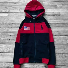 ポロラルフローレン BIG ポニー USA カラーブロック フーディー ジップアップ
