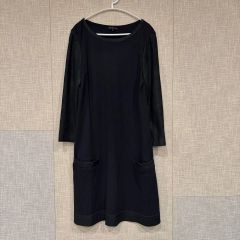 フォクシーニューヨーク ストレッチ フォーマルワンピース ロゴ 黒