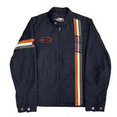 M ハーレーダビッドソン ブラック ナイロン ライダースジャケット