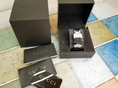 電池切 グッチ GUCCI Gフェイススクエア 腕時計 ブラック ステンレス 