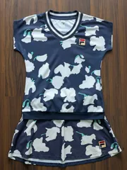 FILA フィラ テニスウェア 総柄 シャツ スカート 上下 セットアップ M レディース