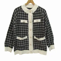 グレイル カーディガン 長袖 トップス 黒 白 レディース Fサイズ ブラック×ホワイト GRAIL 【中古】
