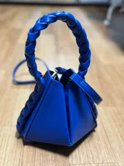 ブルー ミニ トートバッグ (クロスバッグ用 紐 あり)