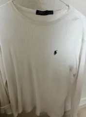 ポロ ラルフローレン 白 ワッフル 長袖Tシャツ XL