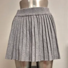 グレー プリーツ ミニスカート S