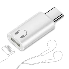 【即日発送】17/16/15対応｜Apple純正有線イヤホン使用可 音声通話・マイク・リモコン対応 変換コネクタ iPhone (Lightningイヤホン to Type-C変換)