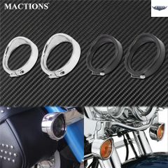 ハーレーツーリング、ソフテイル、FLHR、ロードキング、FLST用、ゴムリング付きモーターサイクルベゼルバイザースタイルターンシグナルライ