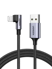【新着商品】ゲーム用 iPhone 横向き 14 13 充電ケーブル 12 iphone 11 iPad MFi正規認証 Airpods L字 などLightningに対応 アイフォン ライトニングUSBケーブル 充電コード UGREEN ブラッ-1m