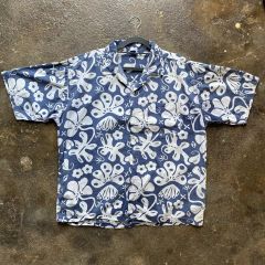 ジャックムス 50→L サンフラワー 花柄 総柄 刺繍ロゴ 半袖開襟シャツ