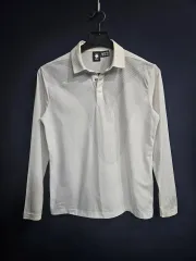 デサント ムーン 白 メンズ スリムフィット 100 ゴルフ カラ長袖Tシャツ