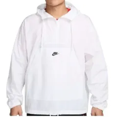 L 2024 NIKE 白 Anorak（アノラック） フード ハーフジップ ウィンドブレーカー