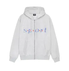 STUSSY dot Sports フード ジップアップ アッシュ ヘザー L