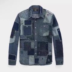 RRL インディゴデニム パッチワークワークシャツ サイズM - メルカリ