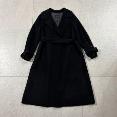 極美品 イネド カシミア100% ステンカラーコート ベルト ブラック 9号