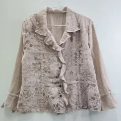 ヴィンテージ フェミニン フリルデザインテープ フラワー スプリングジャケット