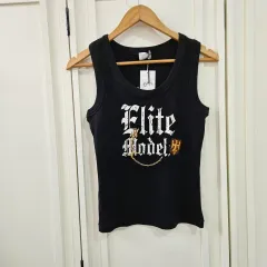 ブラック リップ ノースリーブ Tシャツ