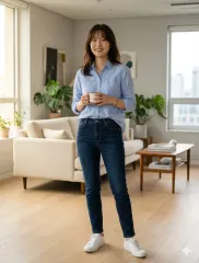 トミーヒルフィガー スカイブルー ツーポケット シャツ ロング丈