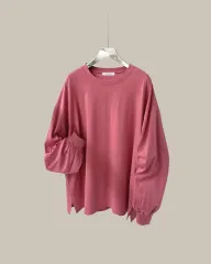 オーバーサイズ ラウンド 長袖 スリット Tシャツ (T5004)