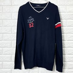 本日限定値下薄手春夏美品仏名門ROSSIGNOL高級綿ニットセーター三色旗 