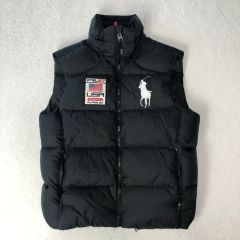 近年モデル ポロラルフローレン ダウンベスト グレー ビッグポニー XL
