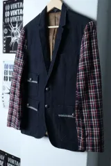 (M-L) ルオモ スーツ ジャケット ブレーザー デニム CHECK UNI-177FA