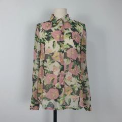 VIRGO レトロ 花柄 フリル袖 シアーシャツ M〜L相当 ウィムジゴス 