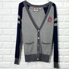 JUICY COUTURE ジューシークチュール レディース グレー ネイビー バイカラー Vネック カーディガン Pのサムネイル