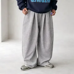 メンズ ツータック シャーリング ロング丈 ワイド ジャージ パンツ 5COLOR