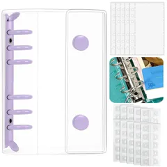 シール帳 A6 透明 6穴 クリアバインダー 大きめ バインダー1冊＋ポケットリフィル10枚＋1穴ファイリングシール50枚付き 星柄ホログラム PP素材 推し活 シール収納 カード 写真 コラージュ 手帳整理