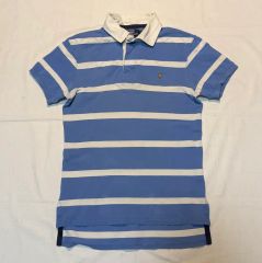 希少00s ◇アバクロ ポロシャツXL◇SuededPolo半袖ボーダーブルー系 