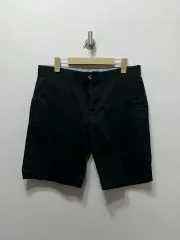 33 トミーヒルフィガー メンズ ブラック コットン ハーフパンツ ショートパンツ