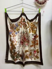 美品】Loro Piana ロロピアーナ シルクスカーフ ボタニカル 落ち葉 