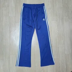 M) アディダス ブルー フレア ブーツカット トラックパンツ ジャージ ズボン