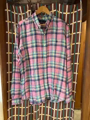 ポロ ラルフローレン ピンク チェック リネンシャツ