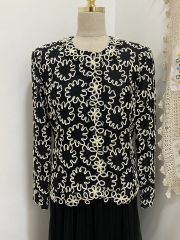ヒロココシノクチュール】ノーカラージャケット ゴールド刺繍ビーズ 高