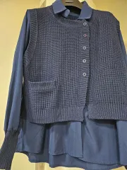 ニット ベスト レイヤード ブラウス ネイビー 66 程度