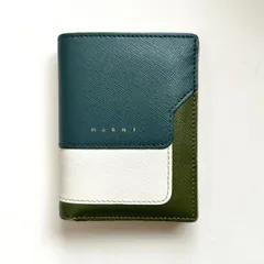 マルニ　MARNI 二つ折り財布　コンパクトウォレット　ダークグリーン×ホワイト×カーキ