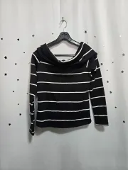 ザラ ストライプ オフショルダー ニット 長袖Tシャツ S/6