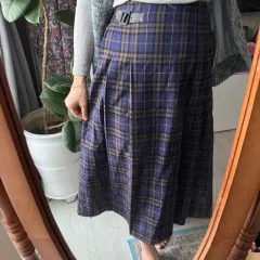 CHECK プリーツスカート ブルー ブラウン GU