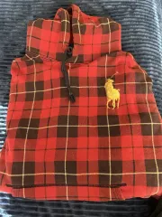 ポロ ラルフローレン ビックポニー CHECK フードTシャツ レッド