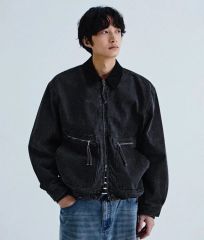 リラクシースタンドネックコーデュロイブルゾン L ブラック bleme