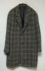 タウンジェント メンズ ウール ロングコート カジュアル オーバーサイズ CHECK L 100-105