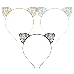 新品 siawadeky 猫耳 カチューシャ 猫の耳 ヘアバンド 3色セット キラキラ ラインストーン 獣耳 ヘッドドレス ヘアアクセサリー ねこ耳 かわいい 髪飾り 仮装小物 写真撮影 小道具 学園祭 文化祭 お茶会 パーティー イベント