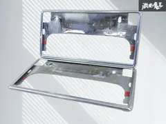 【割れ無し！】TOYOTA トヨタ 純正 汎用 ナンバー プレート フレーム ライセンスプレート カバー 枠 メッキ 2枚 08407-00270 即納 棚のサムネイル