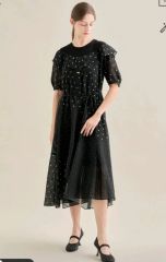 TOCCASMOCKING EMBROIDERY シャーリングドレス ネイビー6 - メルカリ