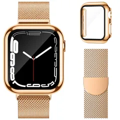 【在庫セール】バンド マグネット ステンレス留め金製 Apple アップルウォッチ watch バンド 磁気 金属 メッシュ 通気 Apple コンパチブル Watch 保護 カバー付き アップルウォッチ ベルトとケース 一体型 レディース
