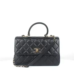 中古ブランドダオル CHANEL シャネル トレンディ CC ラムスキン ミディアム トップハンドル トートショルダーバッグ 28番台のサムネイル