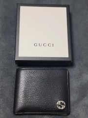 GUCCI 二つ折り財布 ブラック GGロゴ 795316 | Mercari
