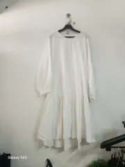 白ロングワンピースフレアドレス
